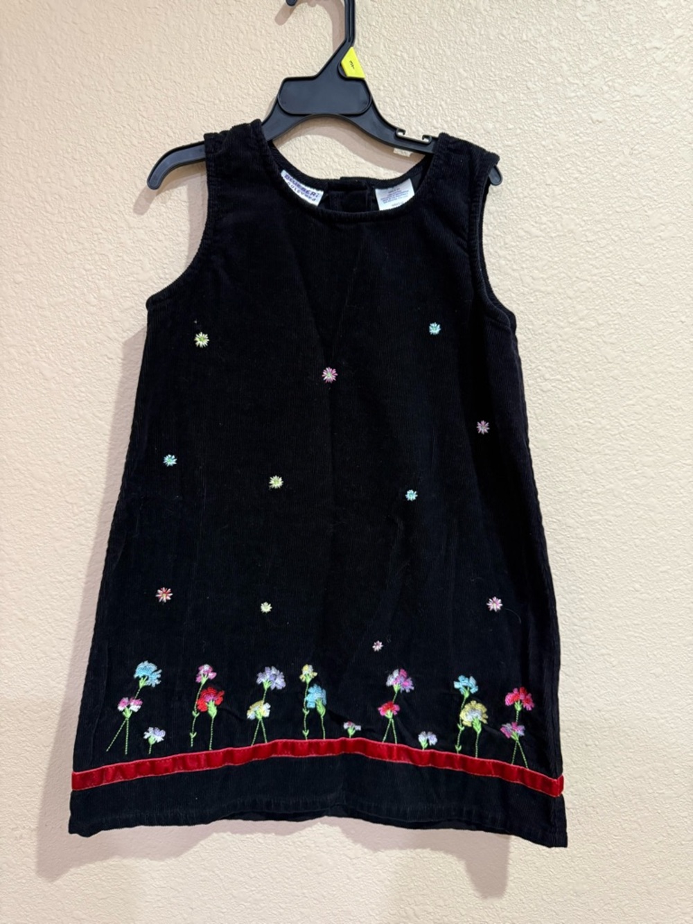 Blueberi Boulevard Girls' Black Velvet Floral Trim Dress